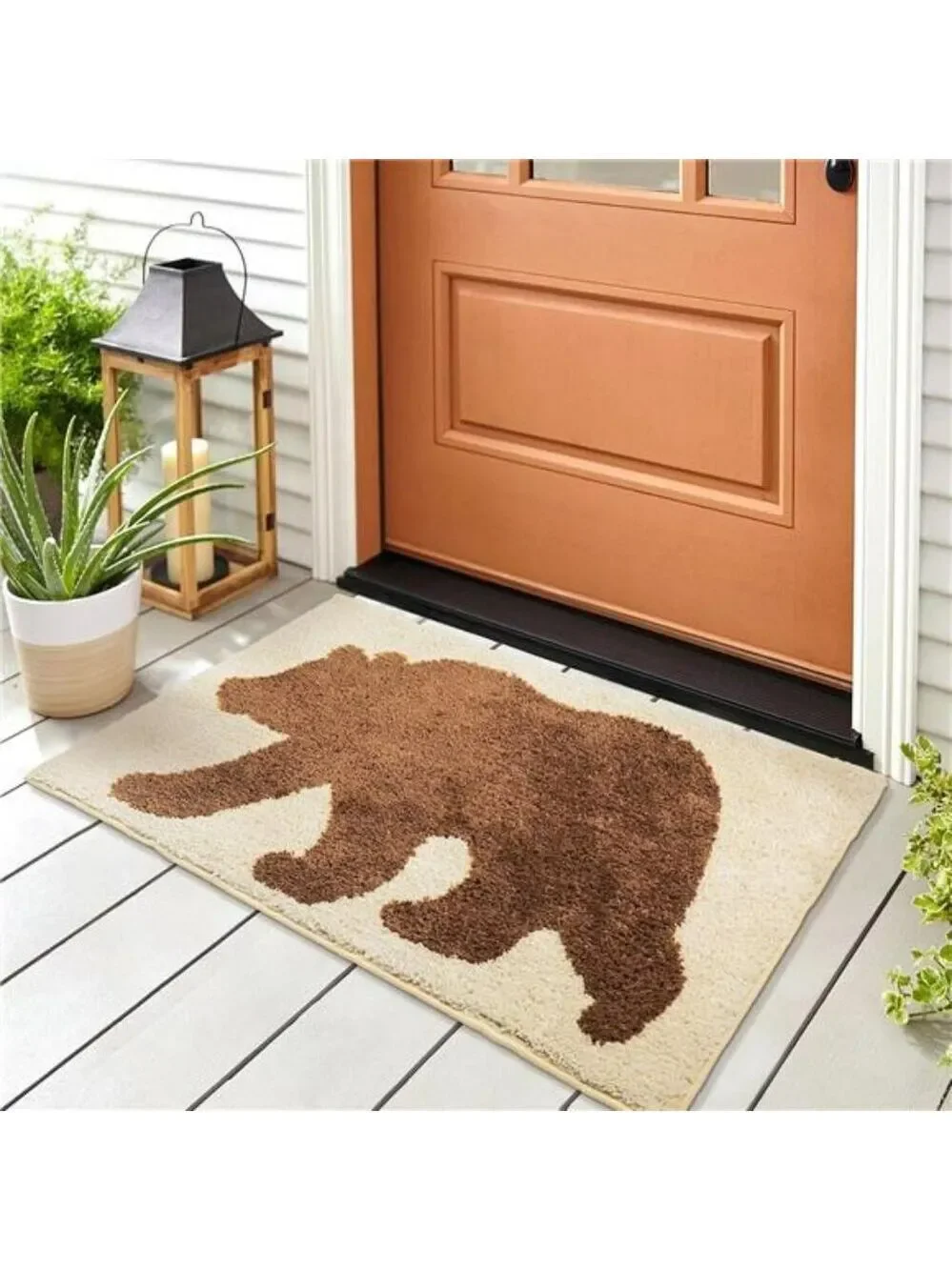 Rustic Bear Bathroom Rug Non Slip Cabin Lodge Farmhouse Soft Absorbent Floor Mat
